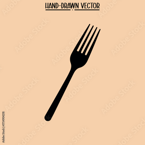 Hand-Drawn Four-Tine Fork Silhouette