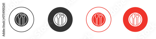 Spoon and Fork icon for ui or ux isolated on white for mobile app, editable