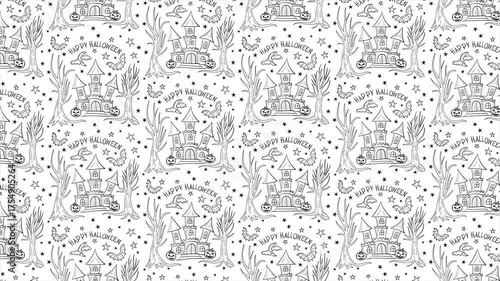 Hand drawn Halloween background on a seamless loop