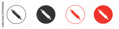 Rolling pin icon for ui or ux isolated on white for mobile app, editable