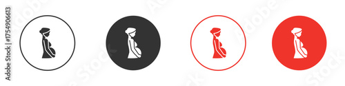 Pregnant woman icon for ui or ux isolated on white for mobile app, editable