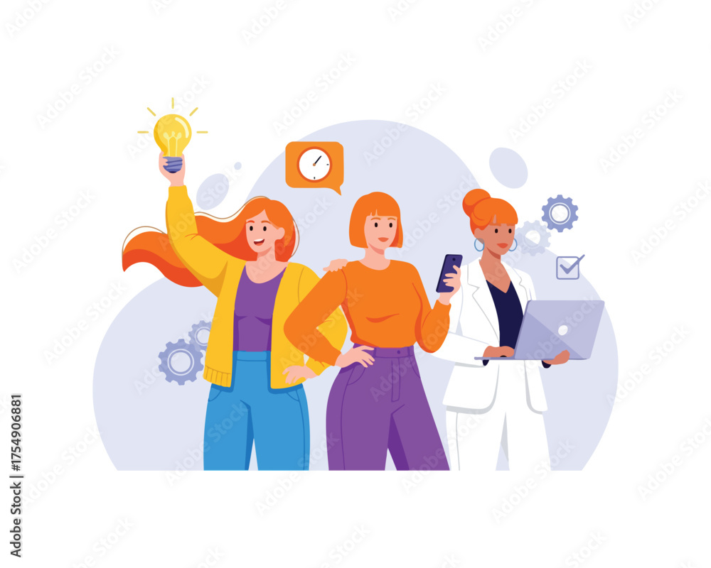 Fototapeta premium Female Empowerment, Creative Innovation, and Professional Teamwork