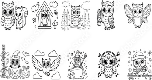 Forest Owlets – Baby Owl Coloring Illustration Pack