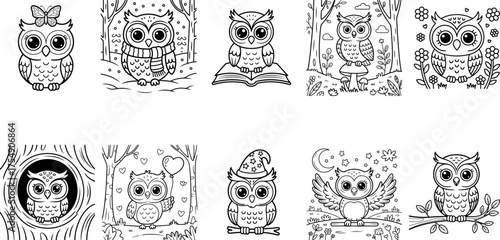 Forest Owlets – Baby Owl Coloring Illustration Pack