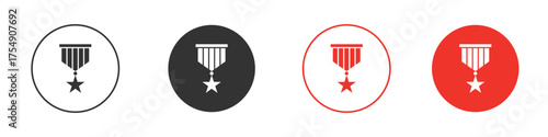 Military medal icon for ui or ux isolated on white for mobile app, editable
