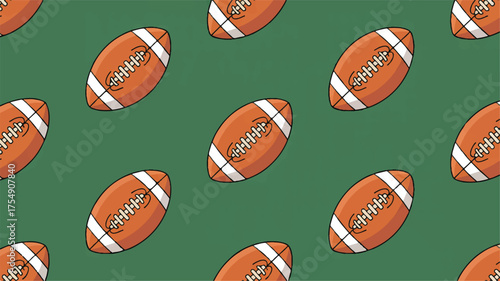 American Football Pattern on Green Background sport game