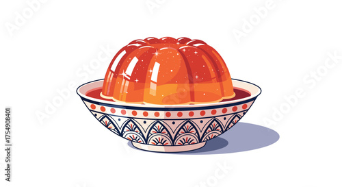 A delicious dessert that is jelly in a decorative bowl.