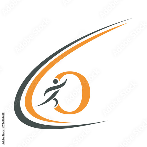 Initial Fitness Logo combine with letter O vector template