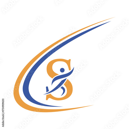 Initial Fitness Logo combine with letter S vector template