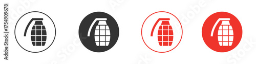 Hand grenade icon for ui or ux isolated on white for mobile app, editable
