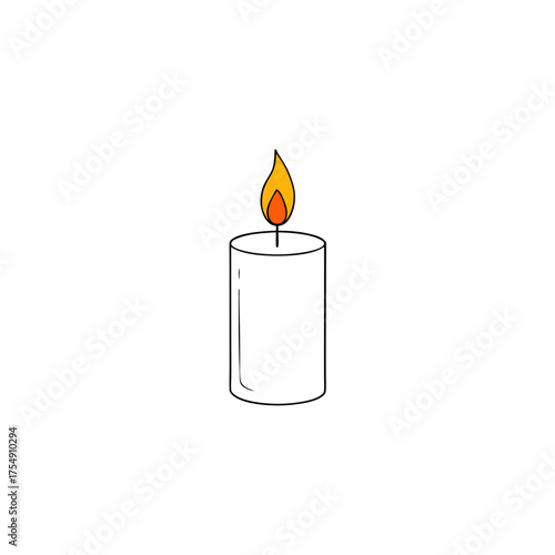 Scalable vector illustration of a white candle wick with flame ideal for design projects vector