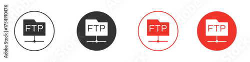 FTP icon for ui or ux isolated on white for mobile app, editable