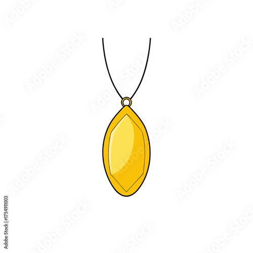 Yellow citrine pendant necklace with white ribbon vector illustration scalable eps icon vector