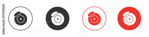 Disk brake icon for ui or ux isolated on white for mobile app, editable