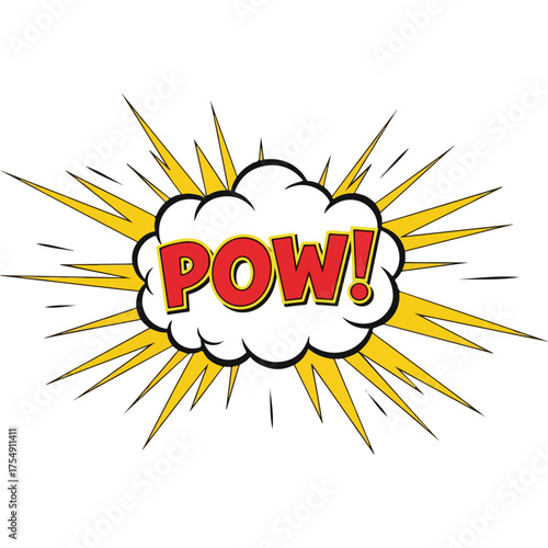 Comic book POW sound effect in a speech bubble.