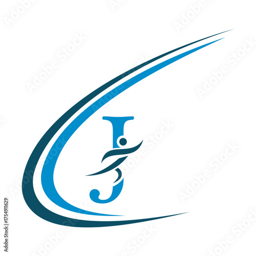 Initial Fitness Logo combine with letter J vector template