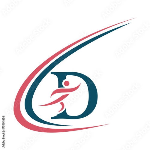Initial Fitness Logo combine with letter D vector template