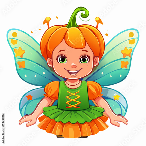 Kleinkind als Kürbisfee