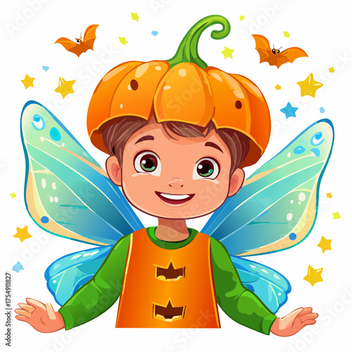 Kleinkind als Kürbisfee