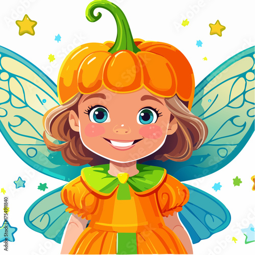 Kleinkind als Kürbisfee