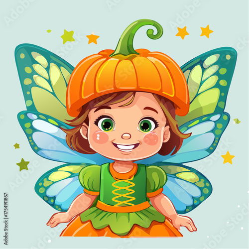 Kleinkind als Kürbisfee