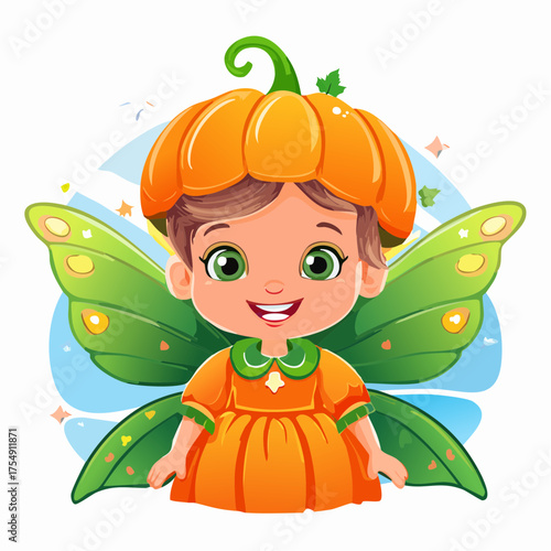 Kleinkind als Kürbisfee