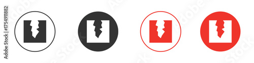 Crack icon for ui or ux isolated on white for mobile app, editable