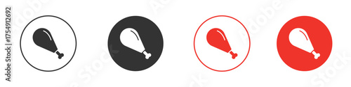Chicken leg icon for ui or ux isolated on white for mobile app, editable
