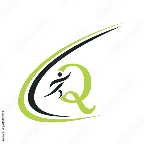 Initial Fitness Logo combine with letter Q vector template