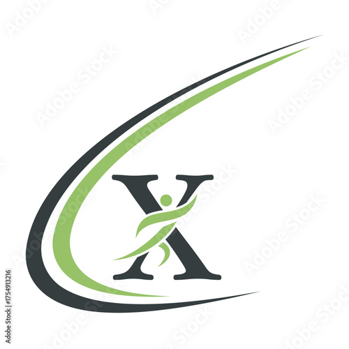 Initial Fitness Logo combine with letter X vector template