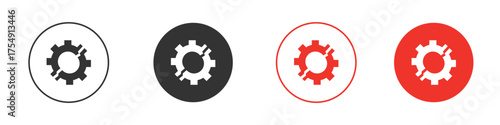 Broken gear icon for ui or ux isolated on white for mobile app, editable