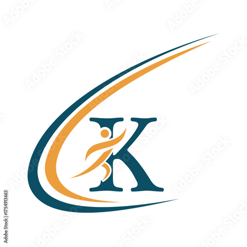 Initial Fitness Logo combine with letter K vector template