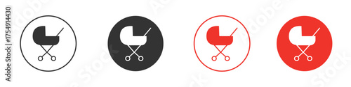 Baby carriage icon for ui or ux isolated on white for mobile app, editable
