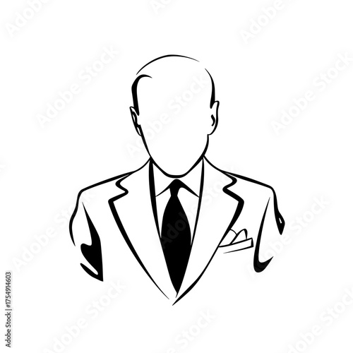 President. President simple black and white line art vector logo