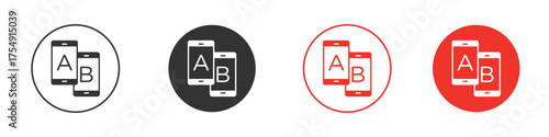 A B testing icon for ui or ux isolated on white for mobile app, editable