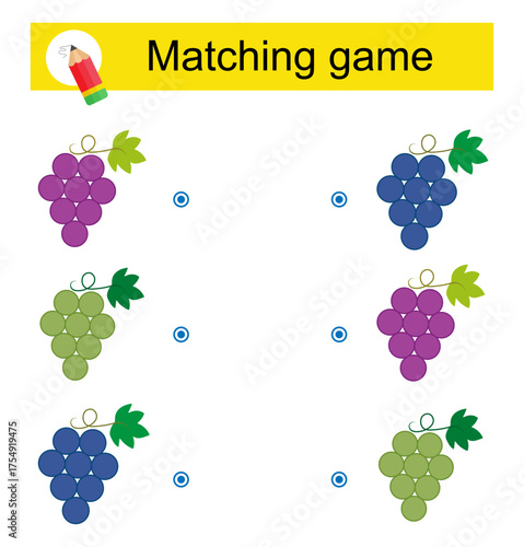Attention task for kids. Vector illustration of cartoon grapes.