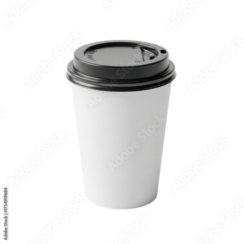 Coffee cup with lid on isolated on white background