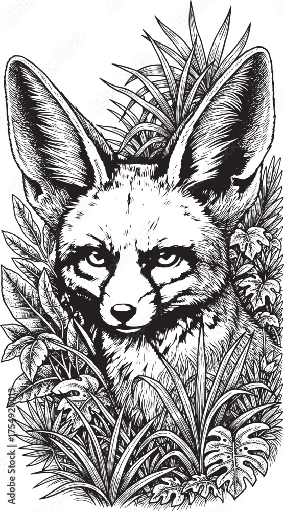 Fototapeta premium Fennec. Hand drawn vector illustration