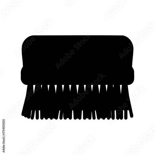 Silhouette image of a cleaning brush with dense bristles on white