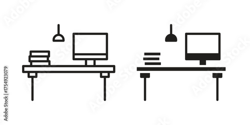 Workspace icon pictogram template, Simple outline and filled style.