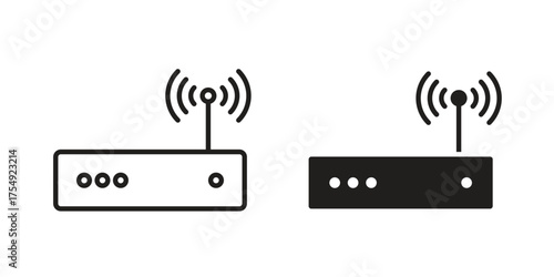 Wifi modem icon pictogram template, Simple outline and filled style.
