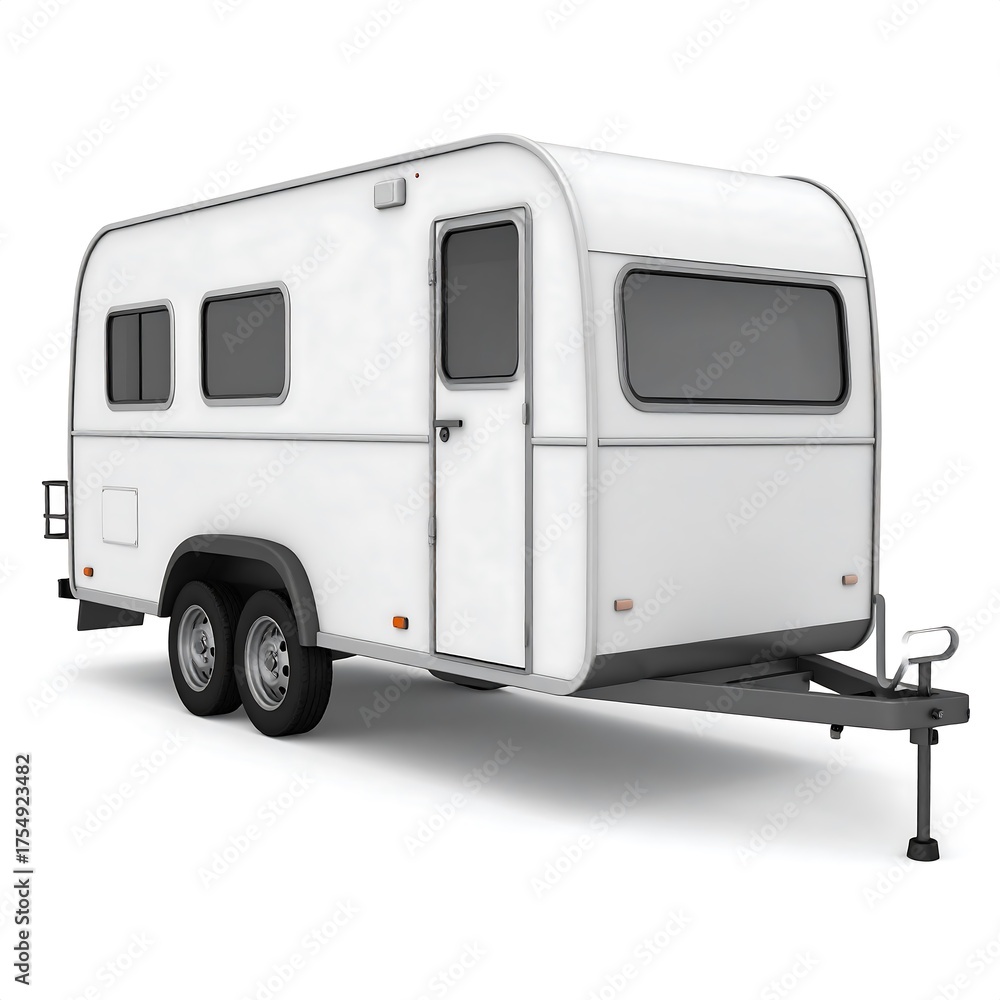 Naklejka premium White camper trailer on a white background