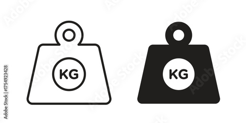Weight icon pictogram template, Simple outline and filled style.