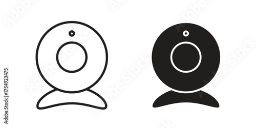 Web camera icon pictogram template, Simple outline and filled style.
