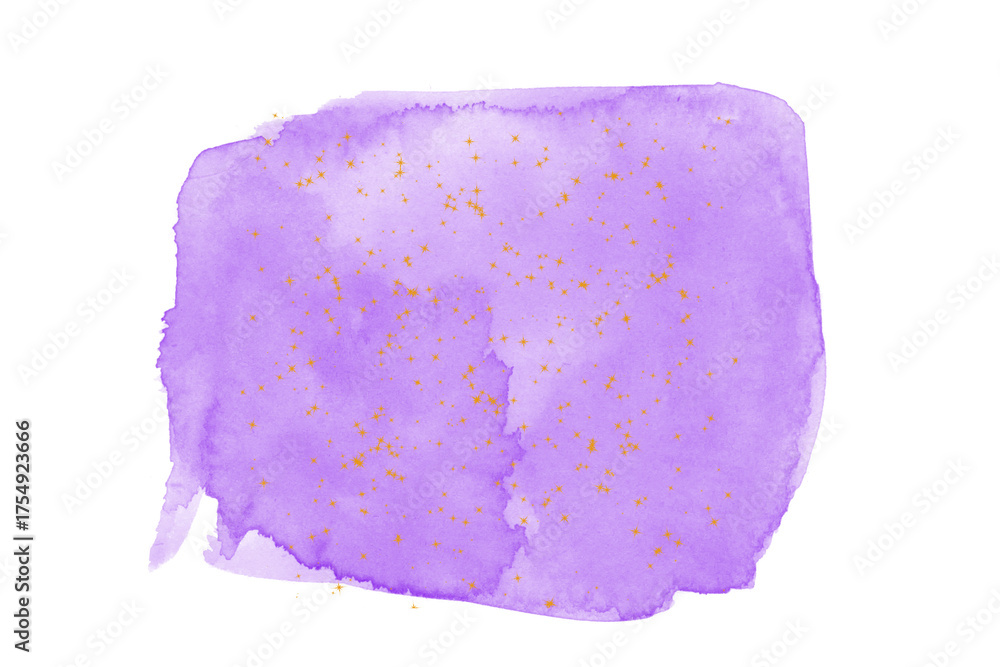 Fototapeta premium Purple Watercolor Paint Splash with Gold Texture Transparent PNG Background for Artistic Design, Abstract Art, Digital Craft, and Decoration