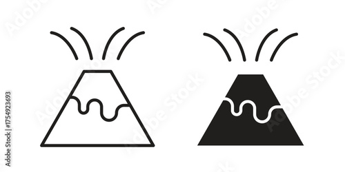 Volcano eruption icon pictogram template, Simple outline and filled style.