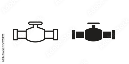 Valve icon pictogram template, Simple outline and filled style.