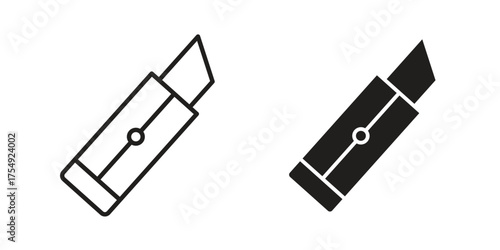 Utility knife icon pictogram template, Simple outline and filled style.