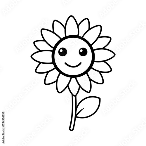happy sunflower with round petals 