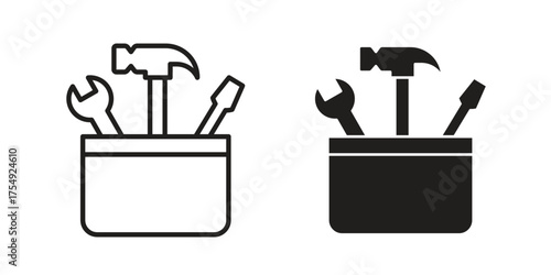Toolbox icon pictogram template, Simple outline and filled style.